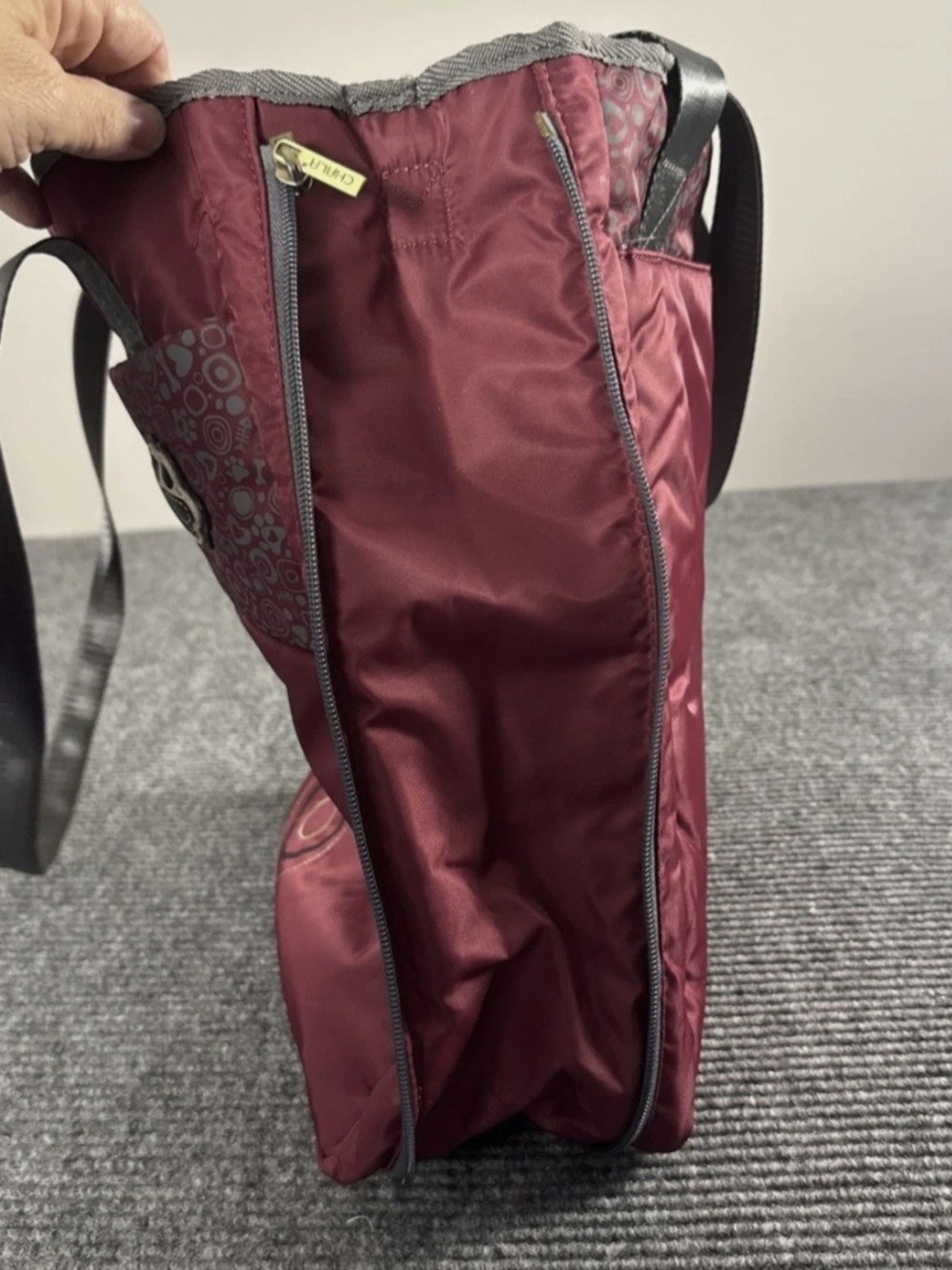 Chala Burgundy and Gray Tote with Paw Charm - Picture 5 of 15